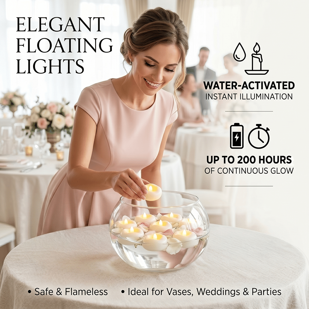 üïØÔ∏èWater-Activated Flameless Floating LED Candles ‚Äì Romantic Waterproof Glow for Any Occasion