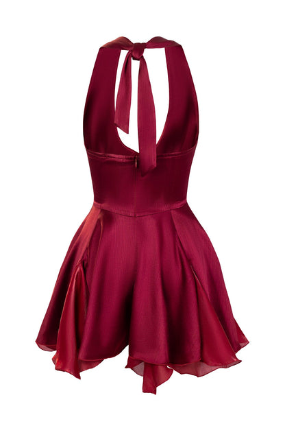 Regina Crepe Satin Dress - Cherry Wine
