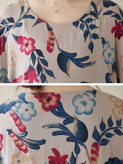 Chic Women's Flower Print Smock Dress with Pockets | Eva Trends