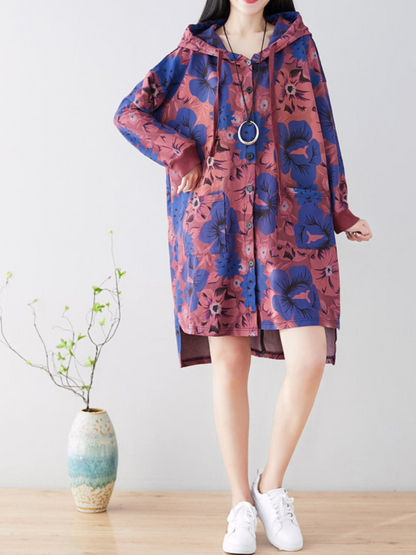 Women's Every Day Wear Lightweight Hooded Printed Jacket