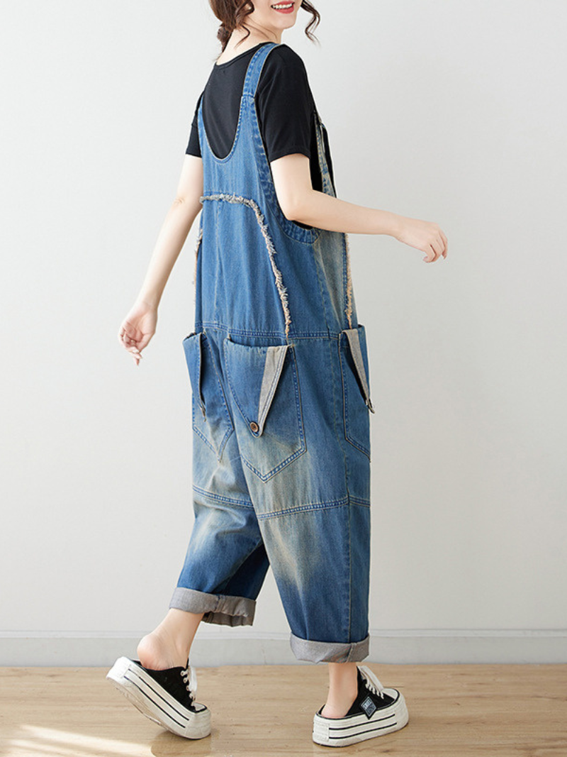 Stylish Women's Wide Leg Bib Denim Overalls - Eva Trends