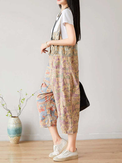 Surf Graphic Denim Dungarees with Adjustable Straps