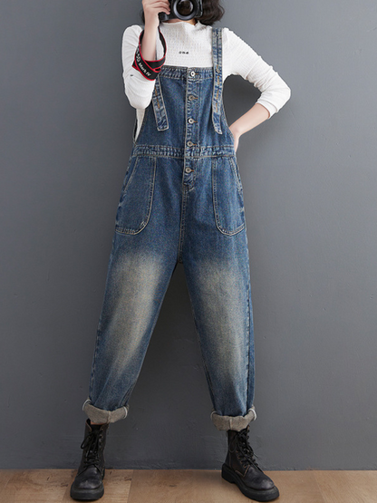 Loose Denim Overalls - Relaxed Fit Spring Style | Eva Trends