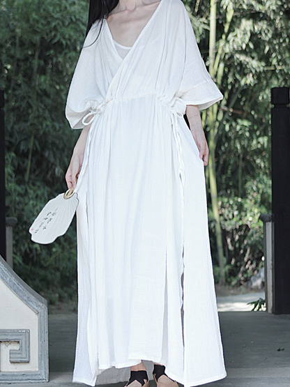 Breezy Garden-Party Wrap Maxi — Double Gauze Cotton, Effortless and Flattering