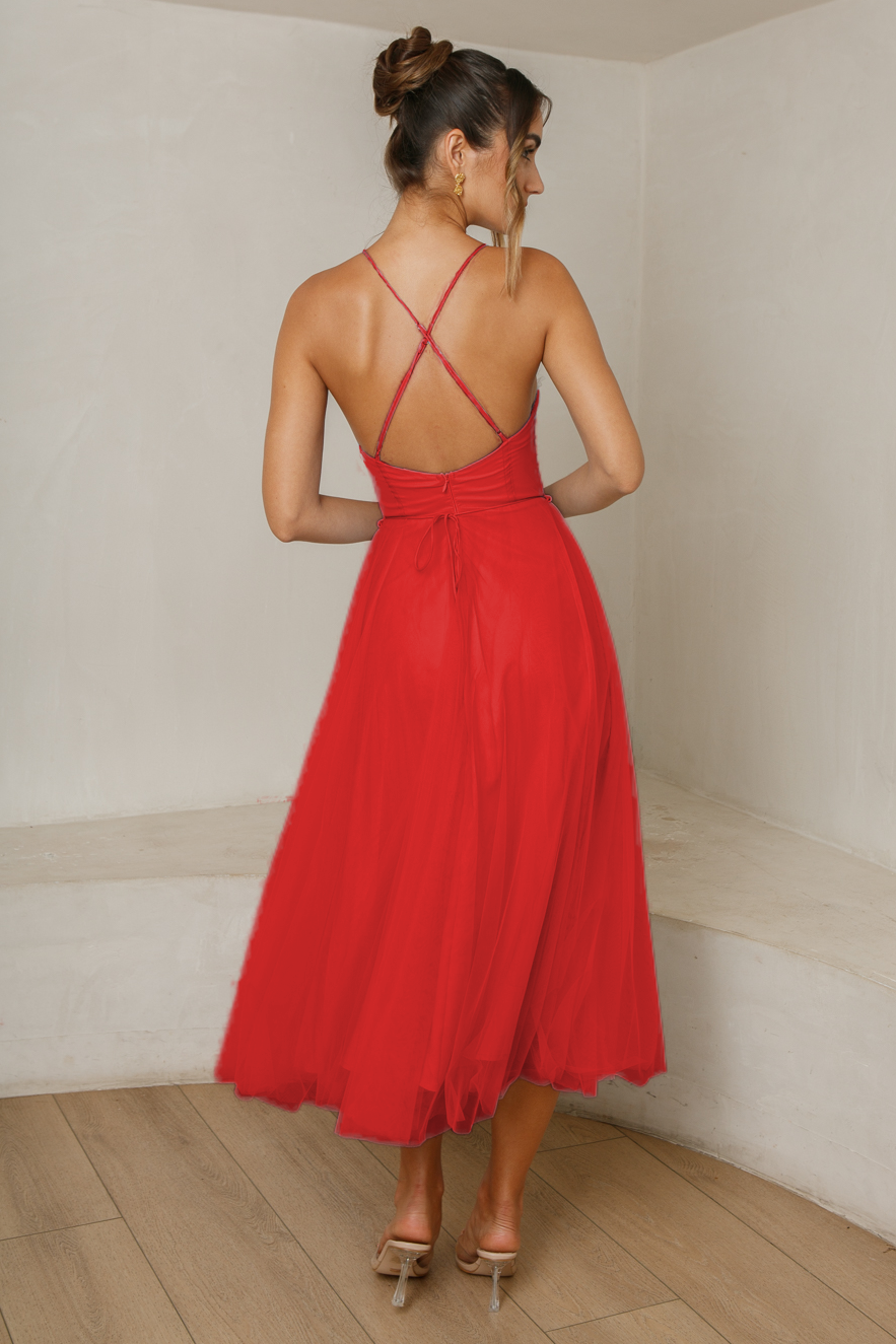 Belle Midi Dress - Red