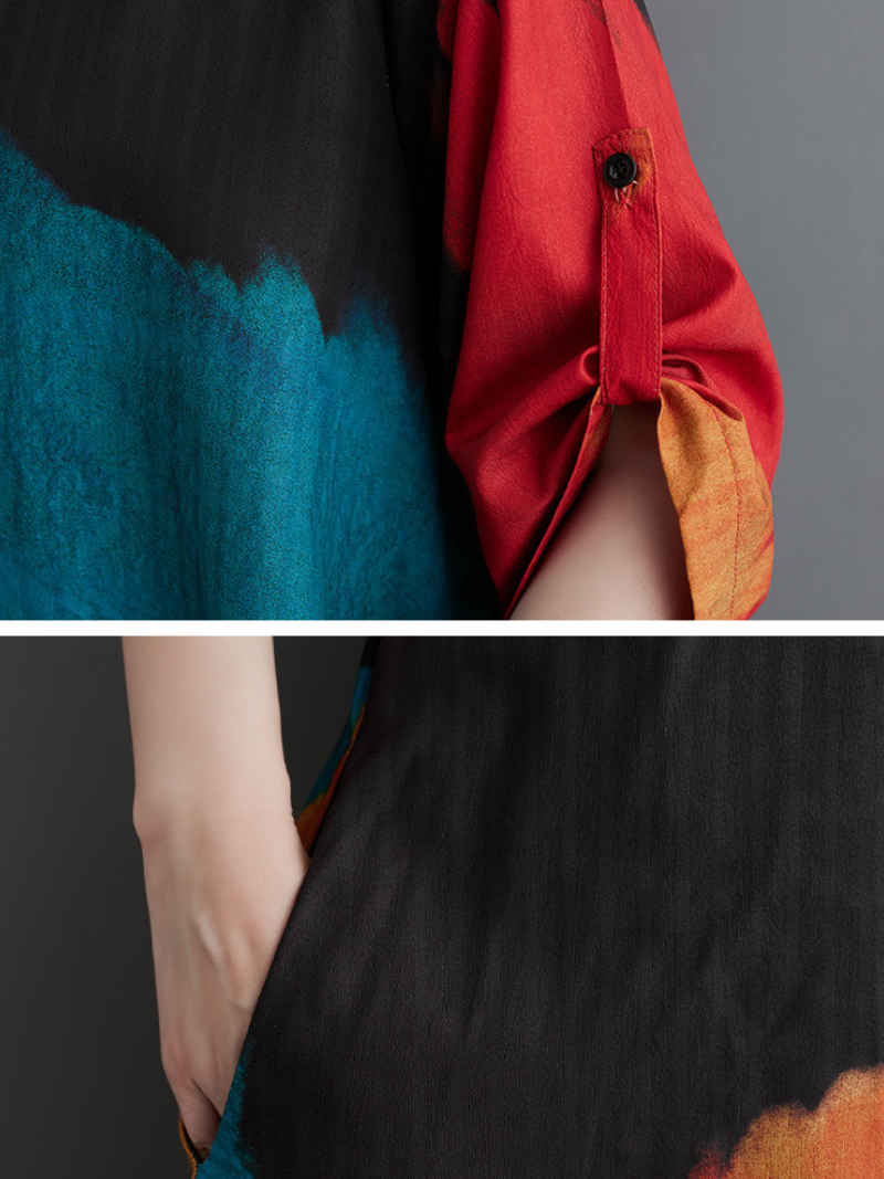 Women's Fashionable Loose Side Pockets A-Line Dress