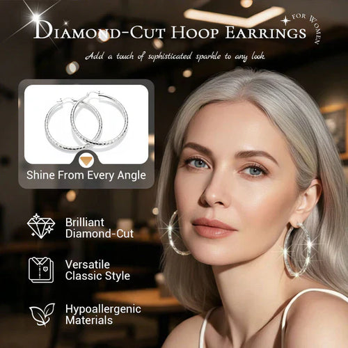 üéâBUY 1 GET 1 FREEüéÅDiamond-Cut Hoop Earrings for Women ‚Äì Elegant, Sparkling üíé