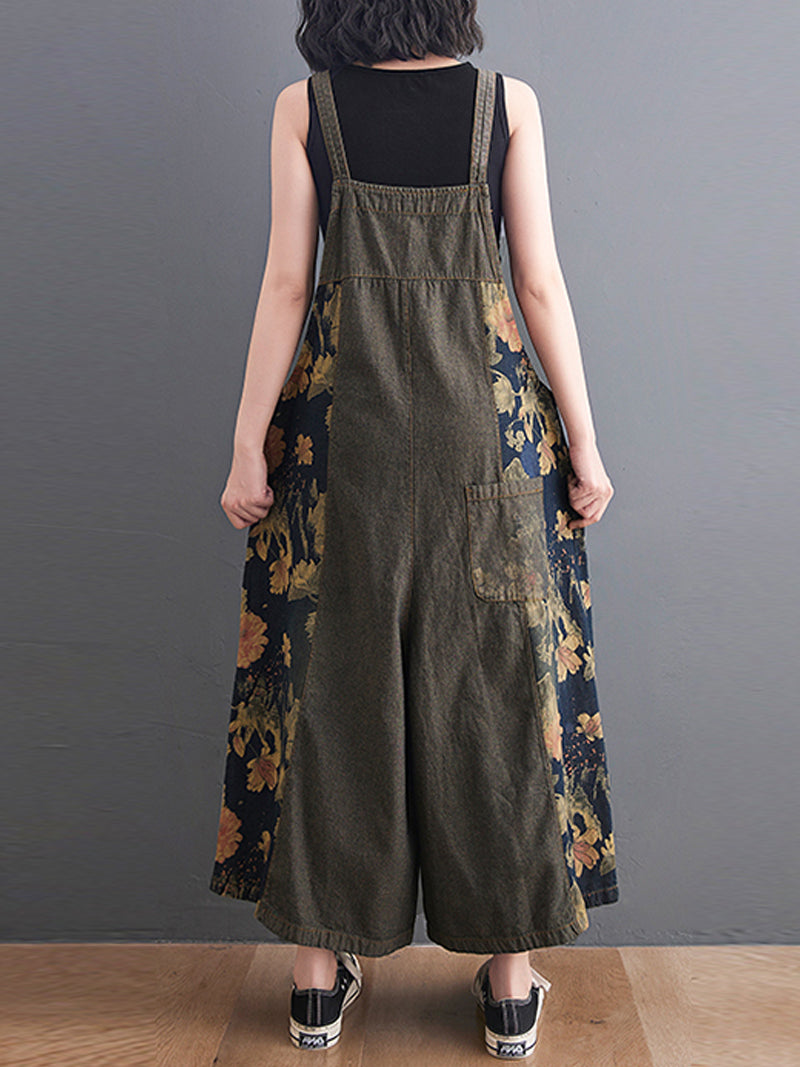 Vintage Garden Denim Dungarees for Women