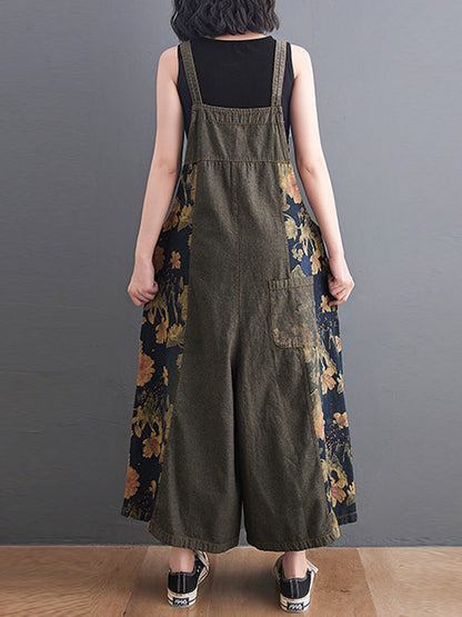 Vintage Garden Denim Dungarees for Women