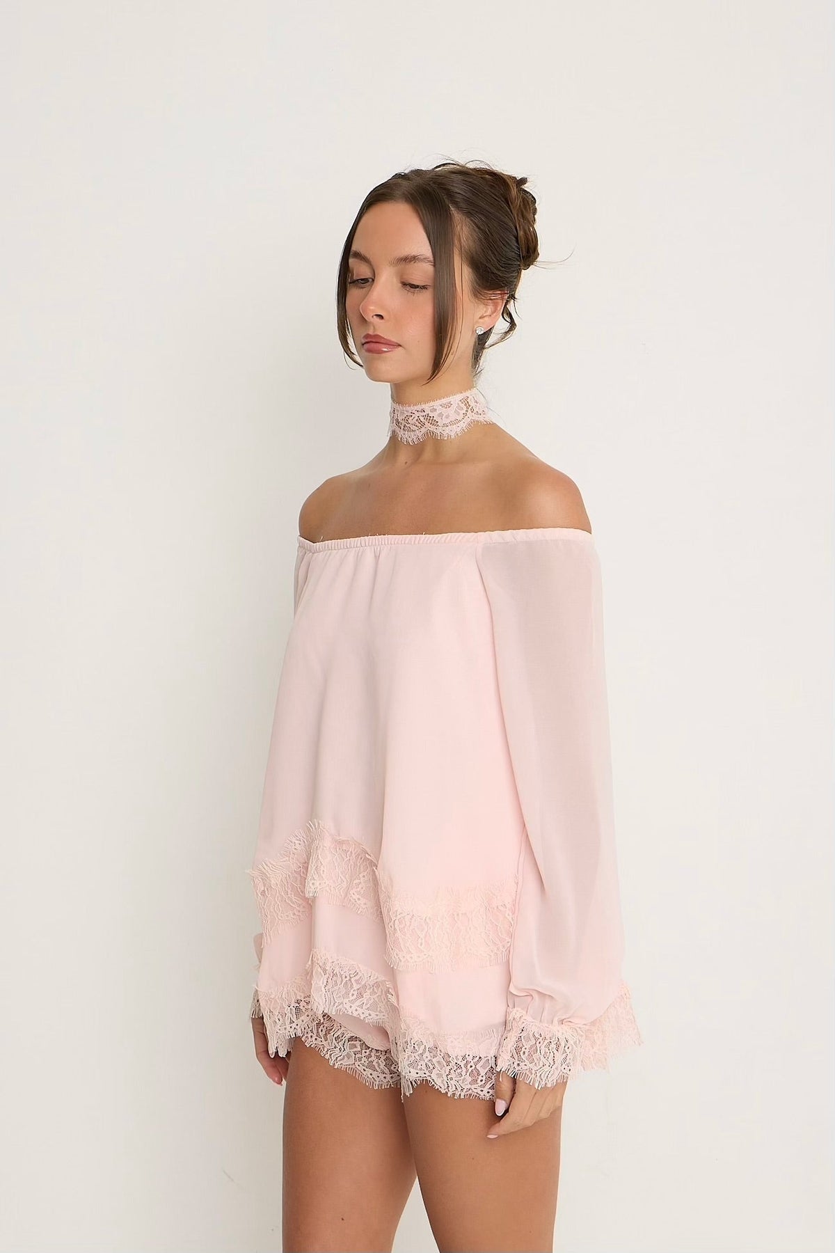 Bella Lace Top & Choker | Pink