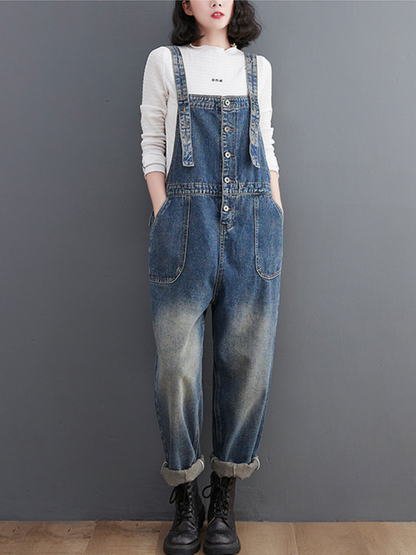 Loose Denim Overalls - Relaxed Fit Spring Style | Eva Trends
