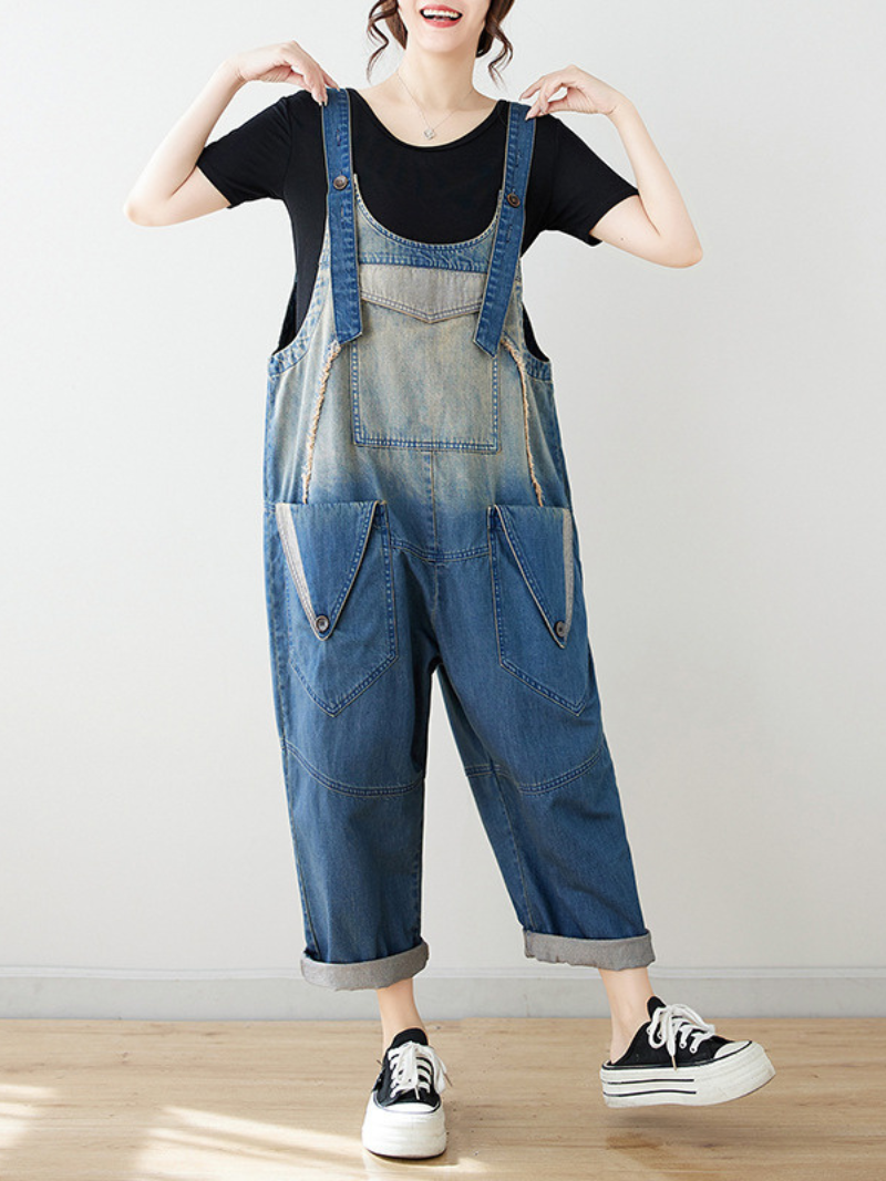 Stylish Women's Wide Leg Bib Denim Overalls - Eva Trends