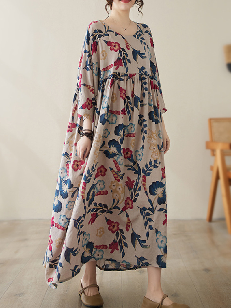 Chic Women's Flower Print Smock Dress with Pockets | Eva Trends