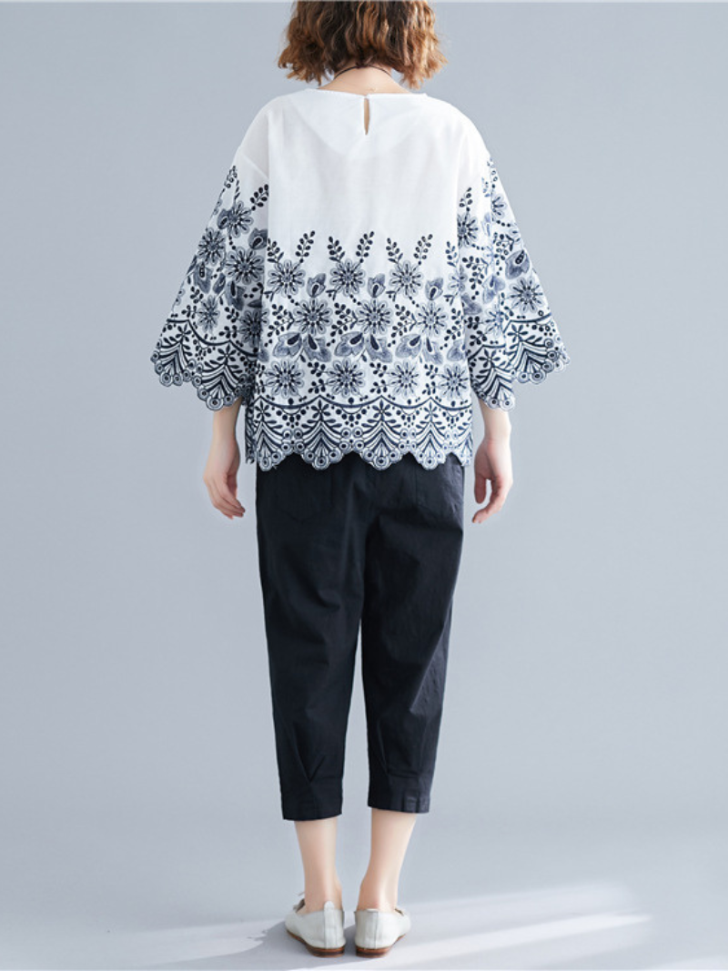 Stylish Floral Women's Round Neck Top | Eva Trends