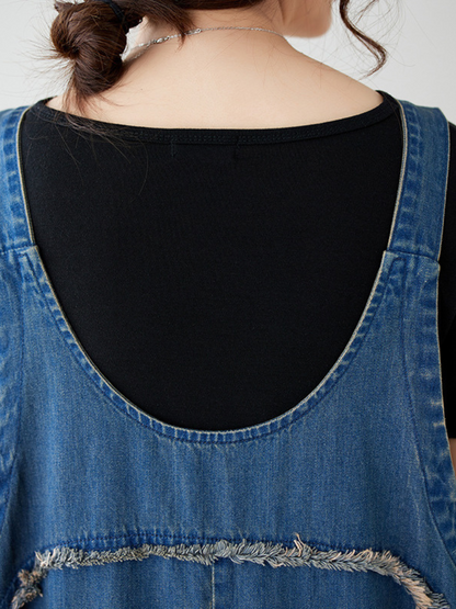 Stylish Women's Wide Leg Bib Denim Overalls - Eva Trends