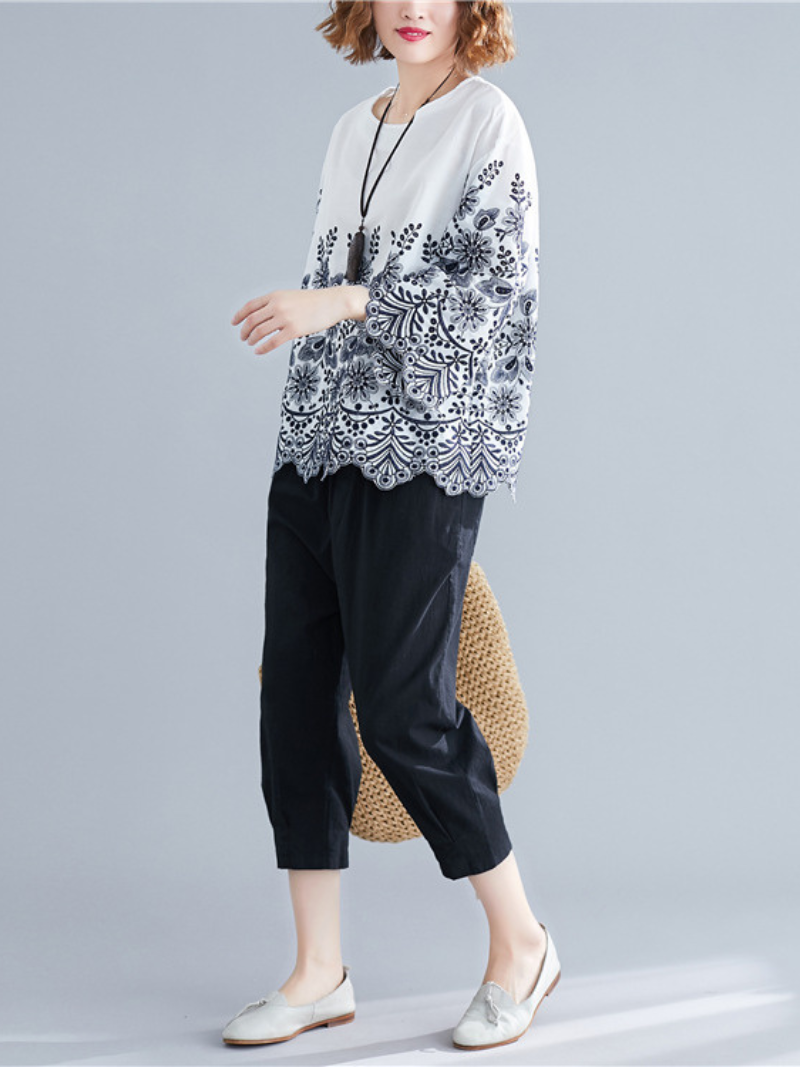 Stylish Floral Women's Round Neck Top | Eva Trends