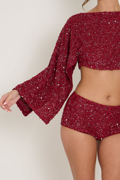 Sadie Boucle Shorts | Burgundy