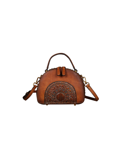 Elegant Ethnic Leather Round Bag | Eva Trends