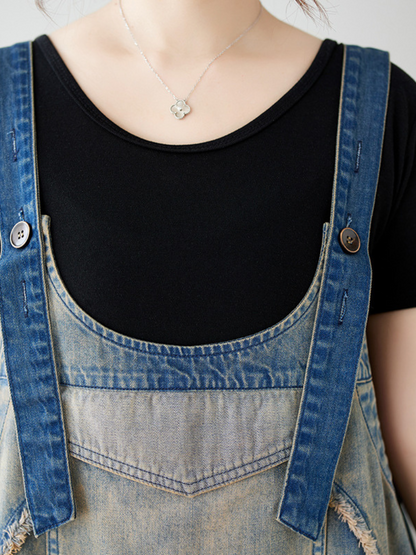 Stylish Women's Wide Leg Bib Denim Overalls - Eva Trends