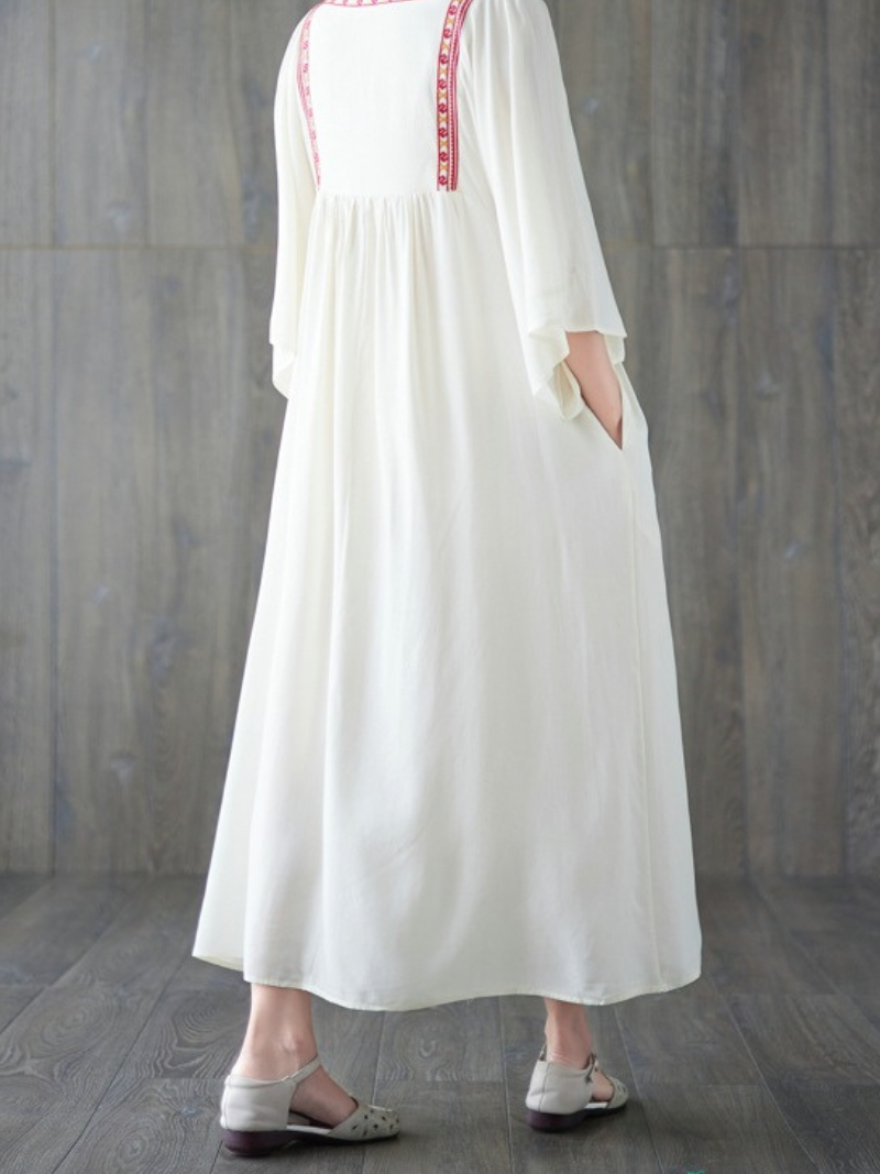 Close Your Eyes Women's Embroidery Pocket A-Line Dress