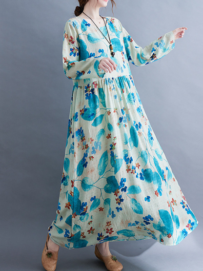 Sunlit Strolls Maxi Dress — Flowy Cotton-Linen, Effortlessly Flattering Everyday Elegance