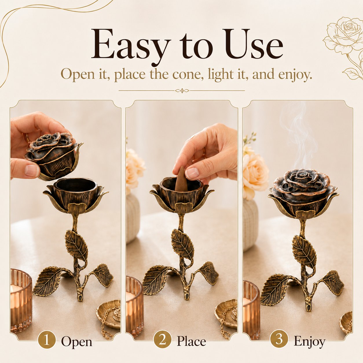 üåπVintage Rose Incense Burner