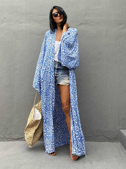 Printed Different Colors Rayon Long Length Gown Kimono Duster Robe