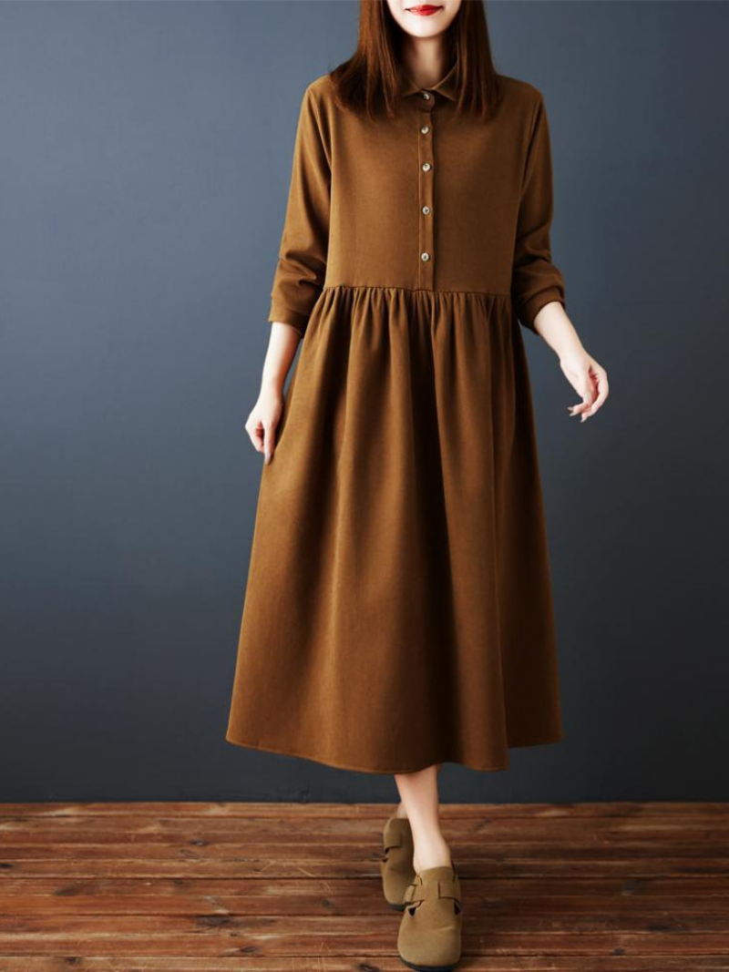 Versatie A-Line Shirt Midi Dress for Women | Eva Trends