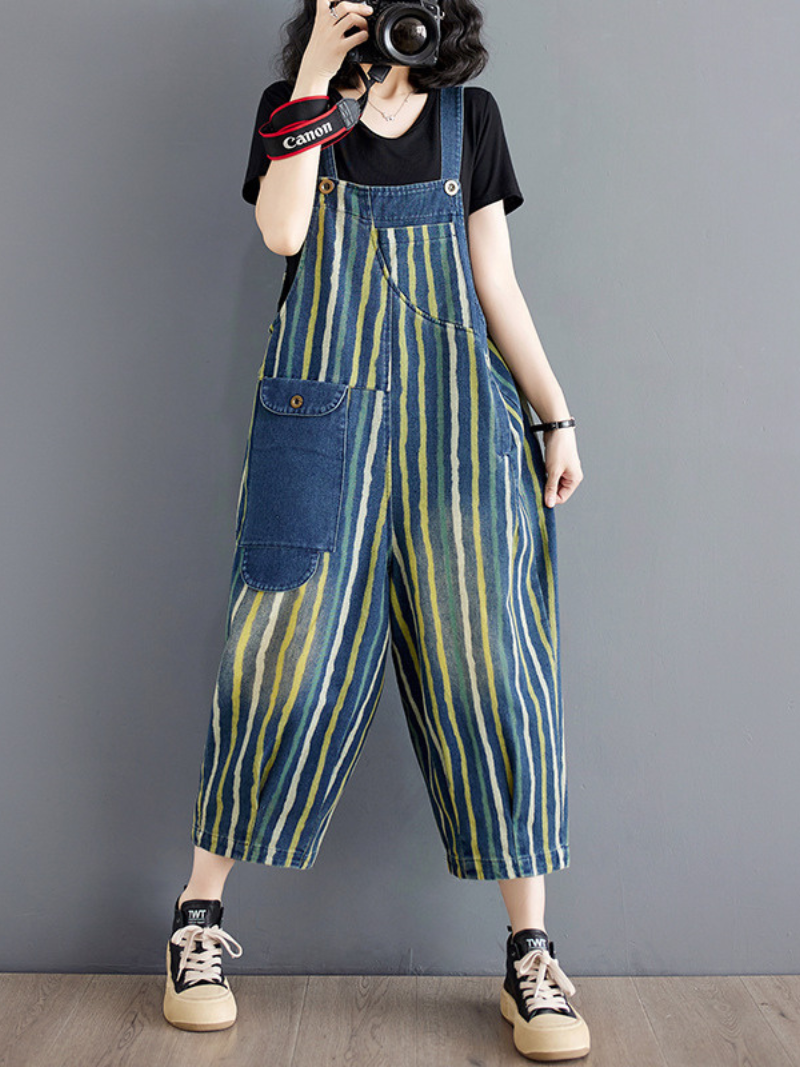 Women's Printed Summer Dungarees Relaxed Fit Overalls