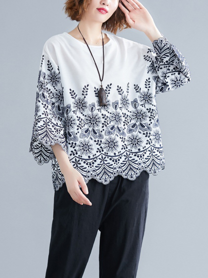 Stylish Floral Women's Round Neck Top | Eva Trends
