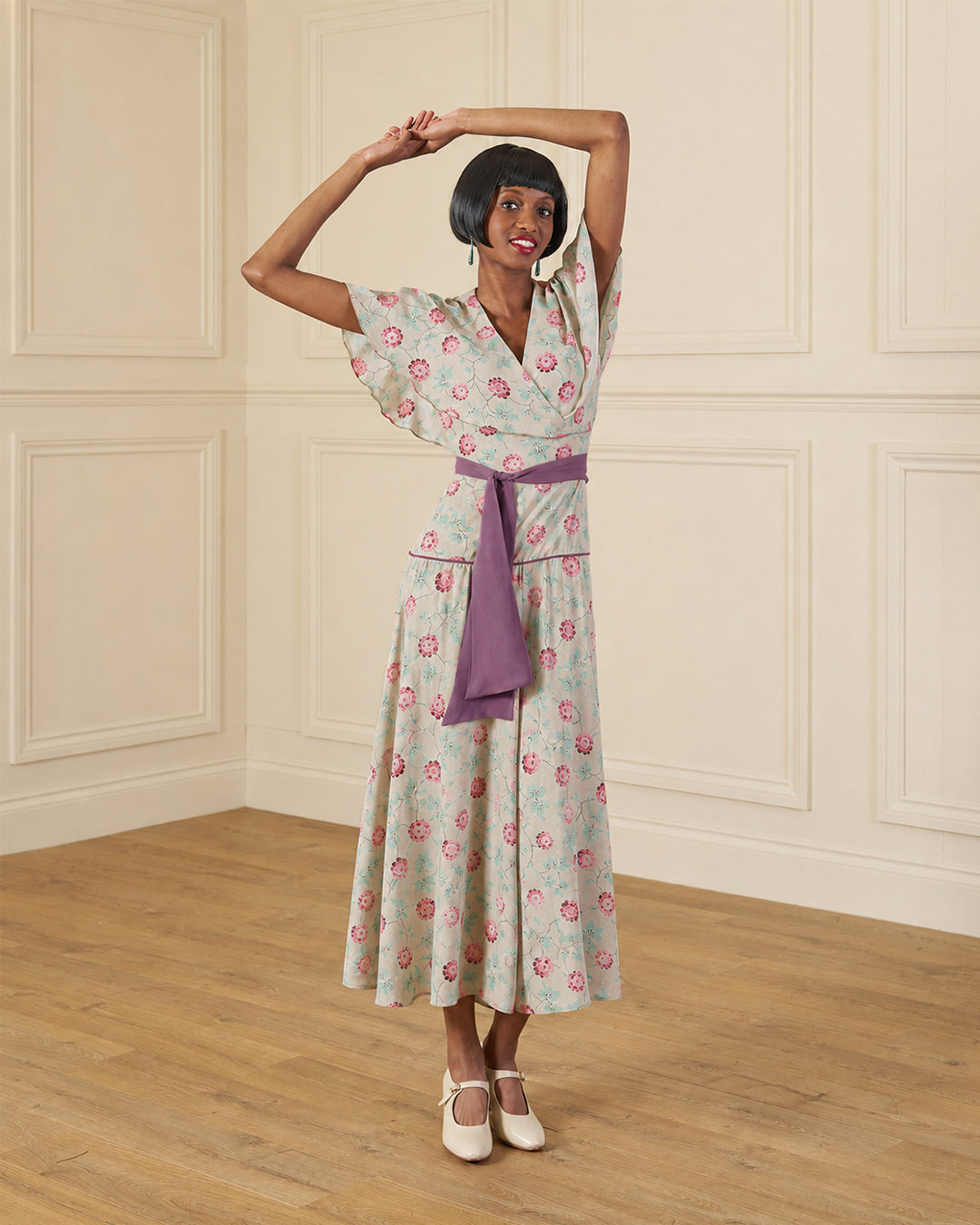 1930s 'Bessie' Wrap Beach Pyjama  - Hydrangea