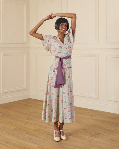 1930s 'Bessie' Wrap Beach Pyjama  - Hydrangea