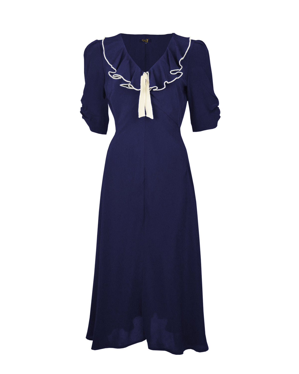 1930s Cora Bias Cut Dress - Navy
