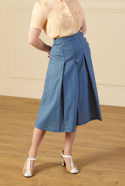 1930s Culottes - Natural Fibre Aqua