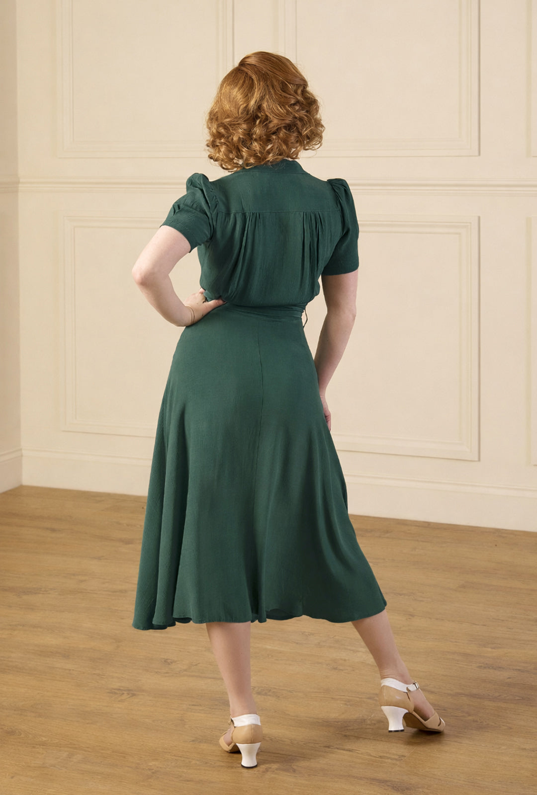 1940s Shirt-Waister Dress - Pine