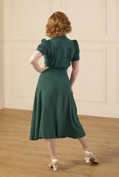 1940s Shirt-Waister Dress - Pine