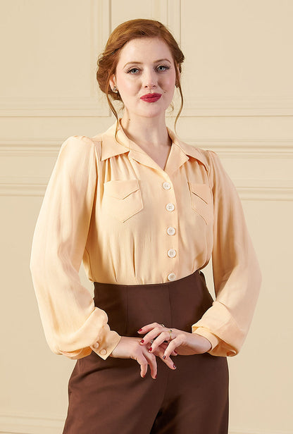 1940s Sweetheart Blouse - Apricot