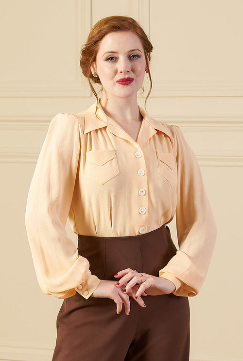 1940s Sweetheart Blouse - Apricot