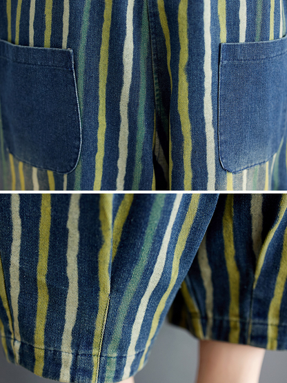 Women's Printed Summer Dungarees Relaxed Fit Overalls