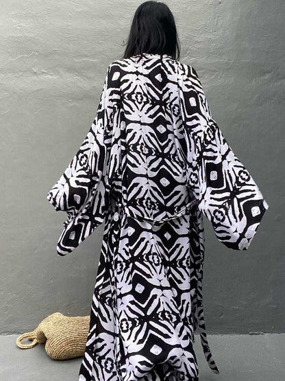 Printed Different Colors Rayon Long Length Gown Kimono Duster Robe