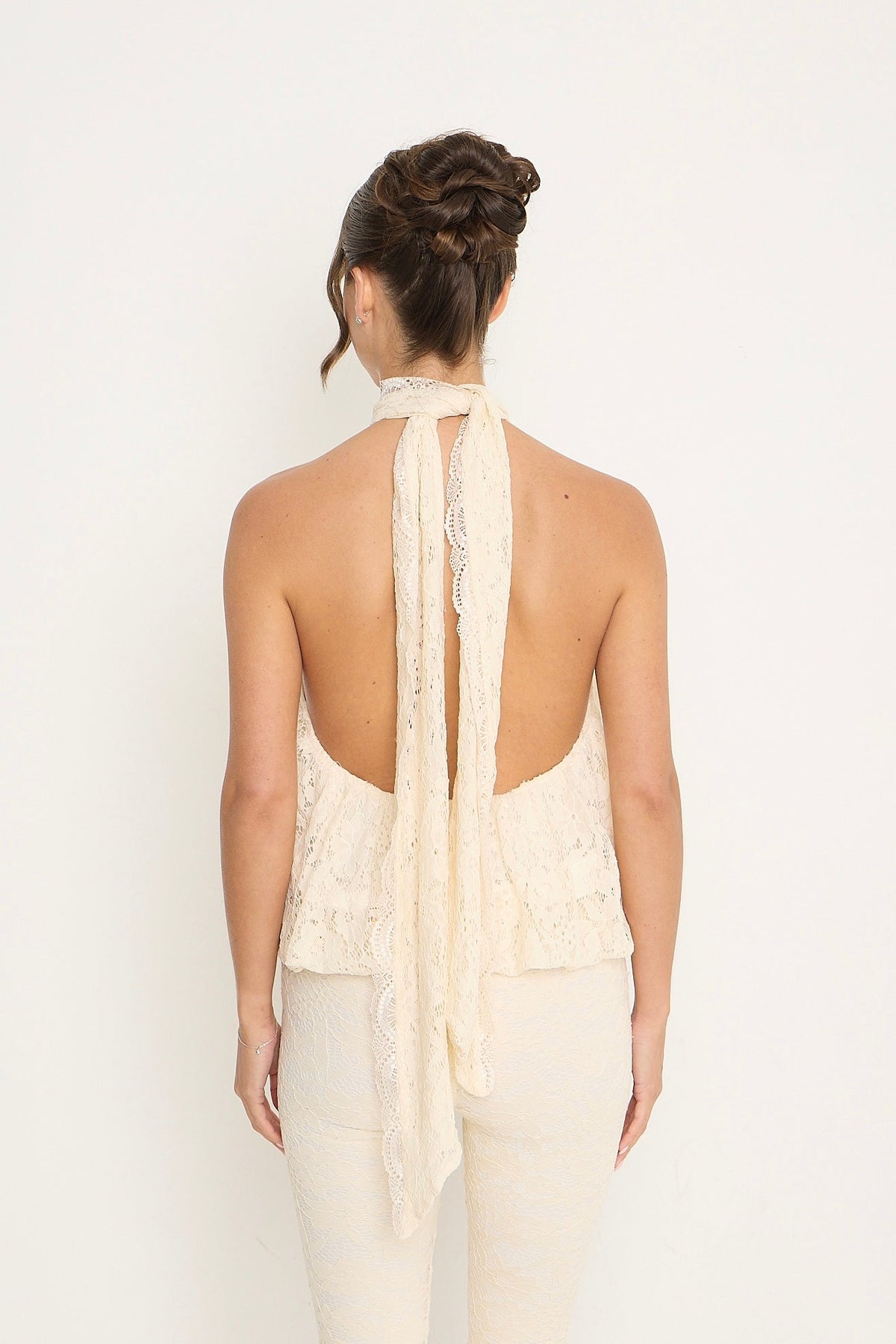 Sophia Lace Sleeveless Top | Cream