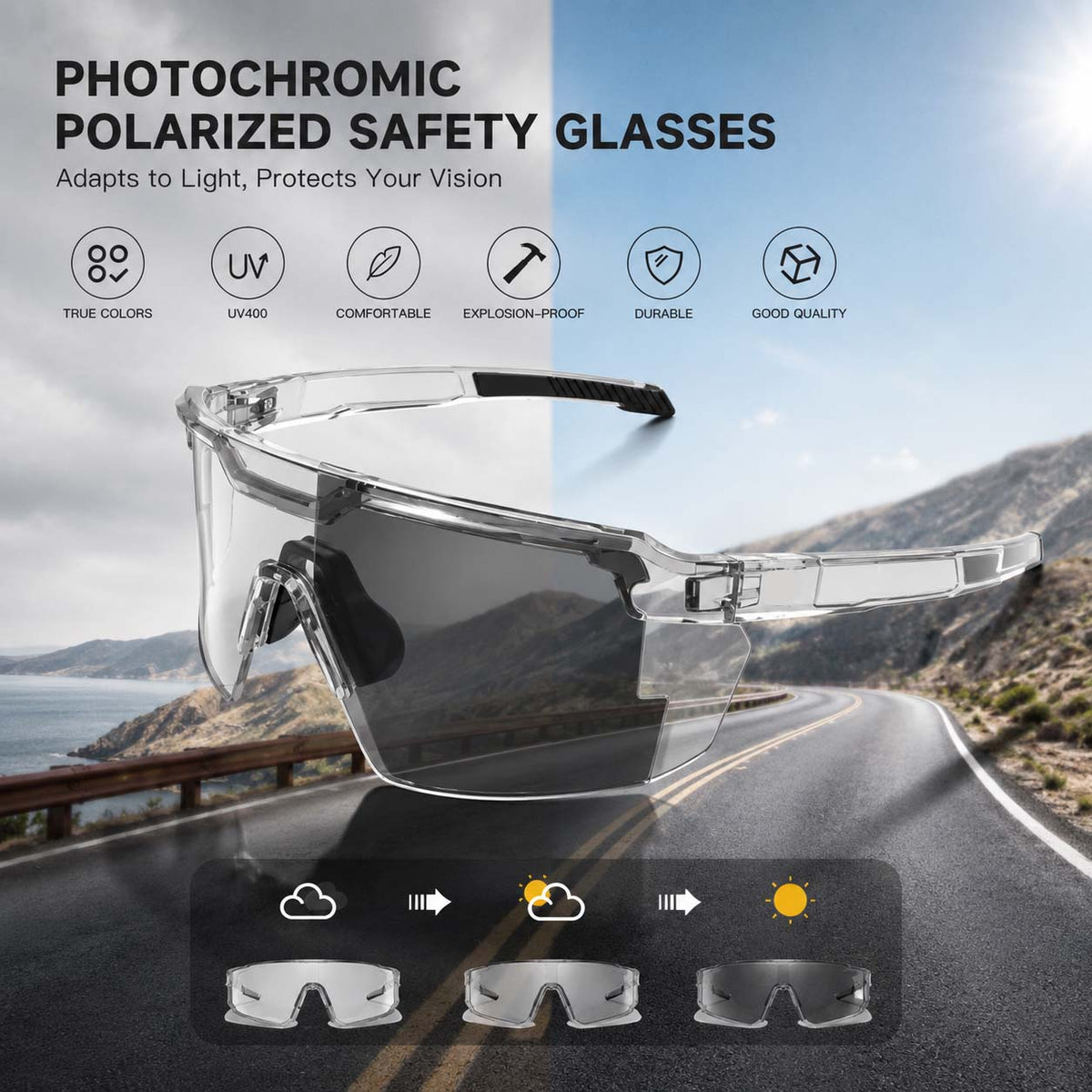 ‚òÄÔ∏èUV 400 Photochromic Polarized Safety Glasses