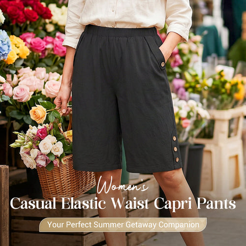 ‚ú® Women's Elastic Waist Capri Pants ‚Äì Comfort Fit, Casual, Easy Pull-On üåø