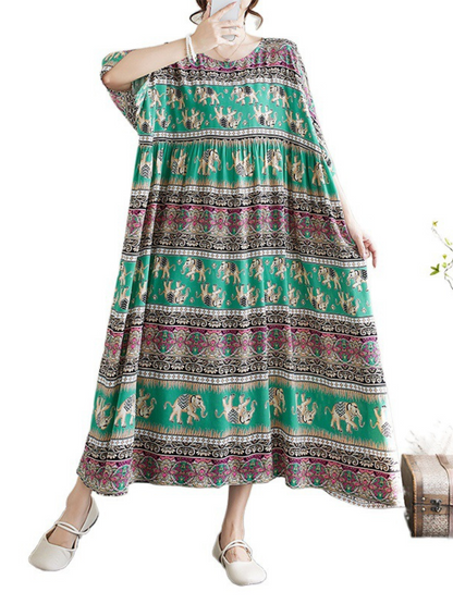 Women's Printed High Waist Smock Dress with Pockets | Eva Trends