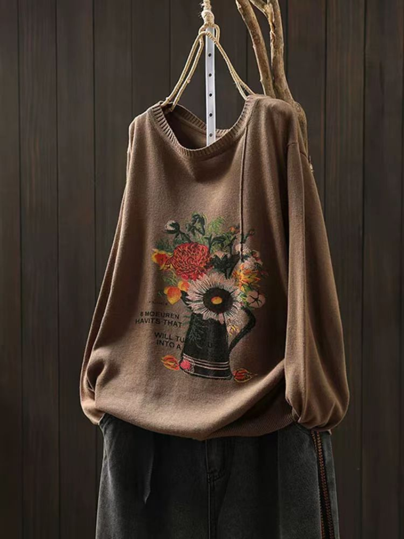 Trendy Women's Crew Neck Cotton Sweater | Eva Trends