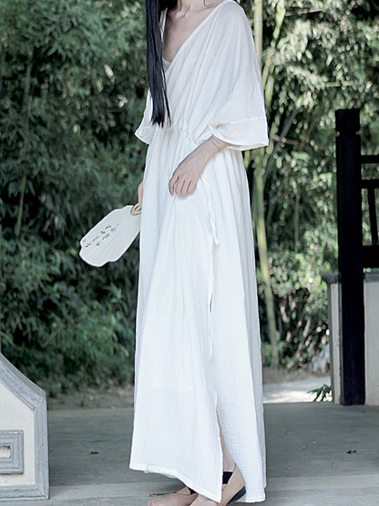 Breezy Garden-Party Wrap Maxi — Double Gauze Cotton, Effortless and Flattering