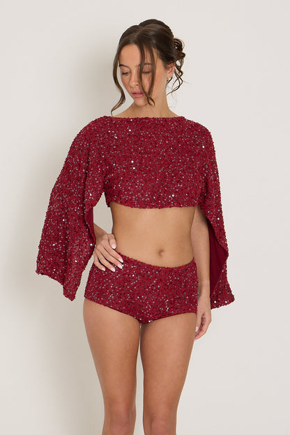 Sadie Boucle Shorts | Burgundy
