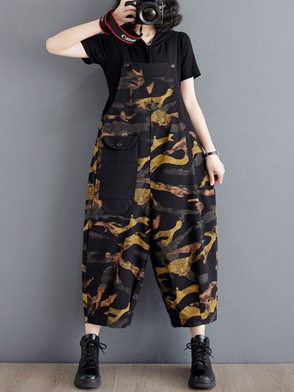 Women's Printed Summer Dungarees Relaxed Fit Overalls