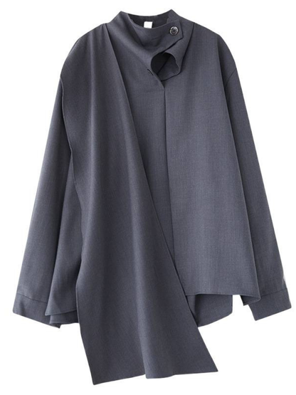 Chic City Tunic for Effortless Days — Asymmetric High-Neck Elegance Top