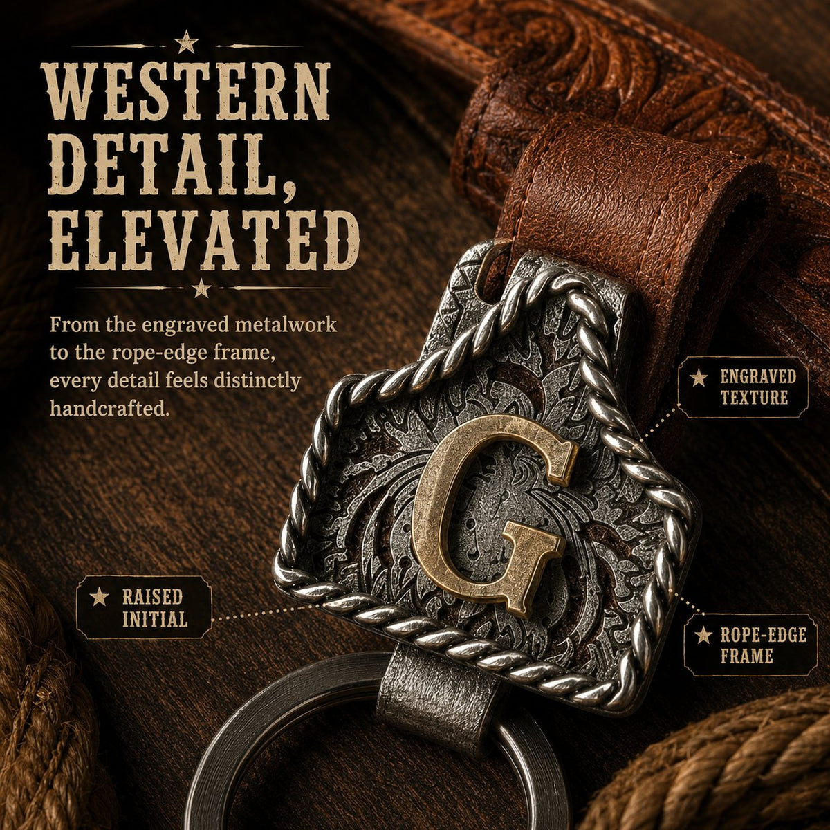 Handmade Cow Tag Belt Key Holder